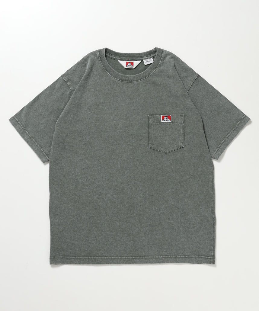 VNTG POCKET TEE / Tシャツ 半袖 クルーネック 加工 ワンポイント ユニセックス ポケット グリーン