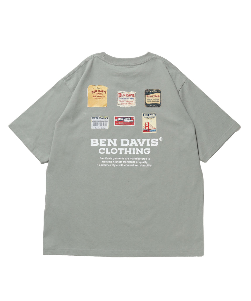 LABELS TEE / Tシャツ 半袖 クルーネック 刺繍 ワンポイント プリント ユニセックス オーバーサイズ グリーン