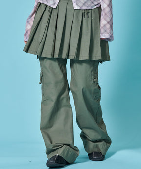 ※WEB限定 / レディースフレアカーゴパンツ / sqnz eyelet low-rise pants カーキ