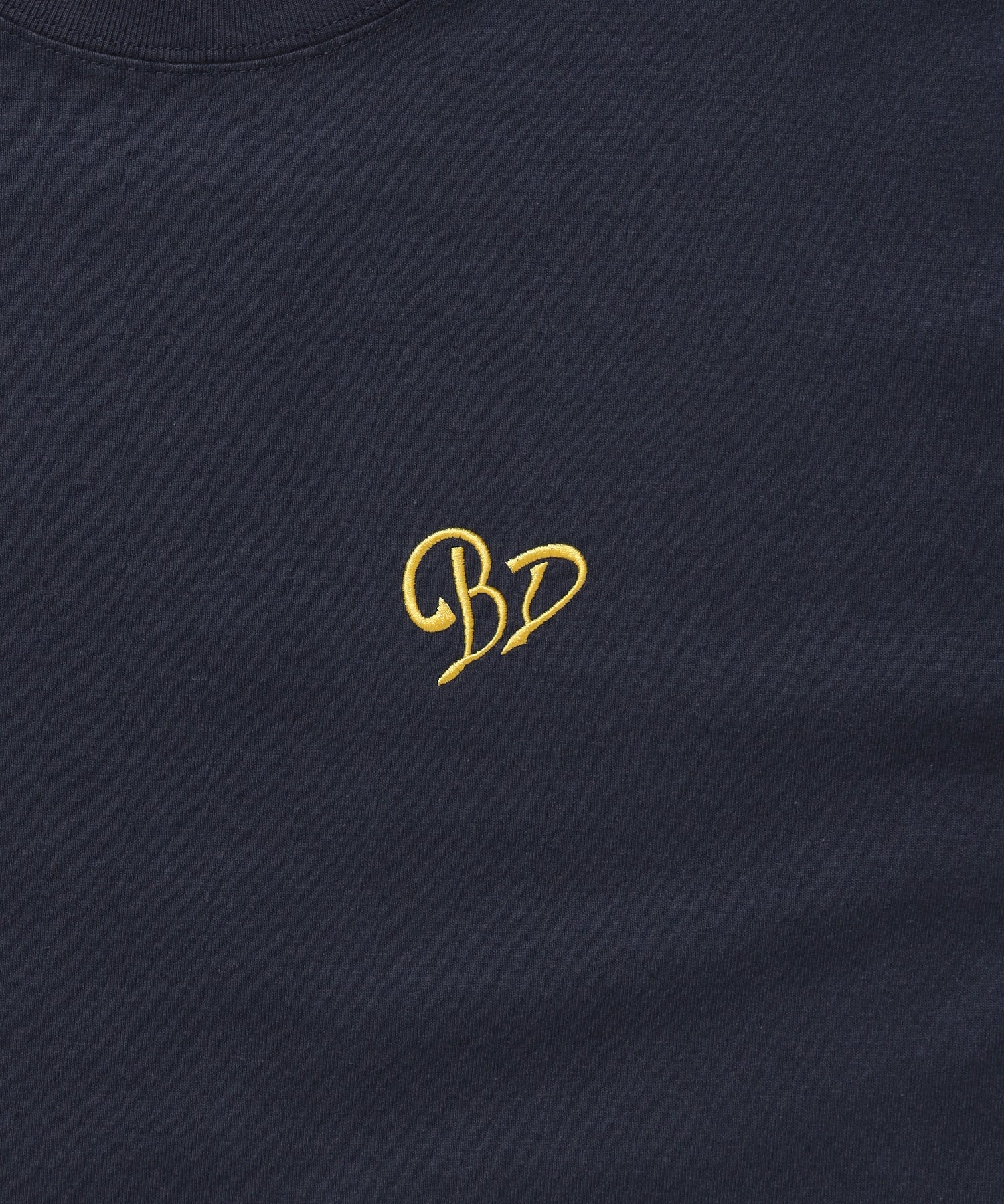 SCRIPT HEART TEE / Tシャツ 半袖 クルーネック 刺繍 ワンポイント ユニセックス オーバーサイズ ネイビー