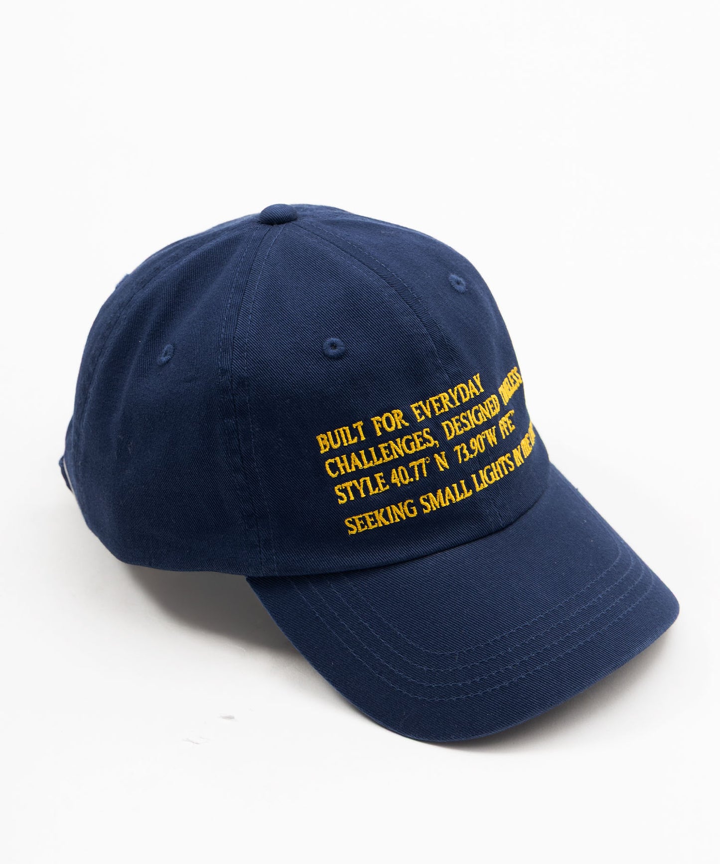 英字メッセージ刺繍キャップ / 深めキャップ  ネイビー