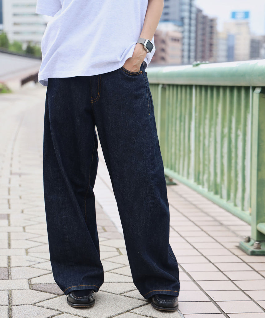リアルヴィンテージバレルレッグデニムパンツ / デニム パンツ ボトムス ワイドシルエット デニム カーブ