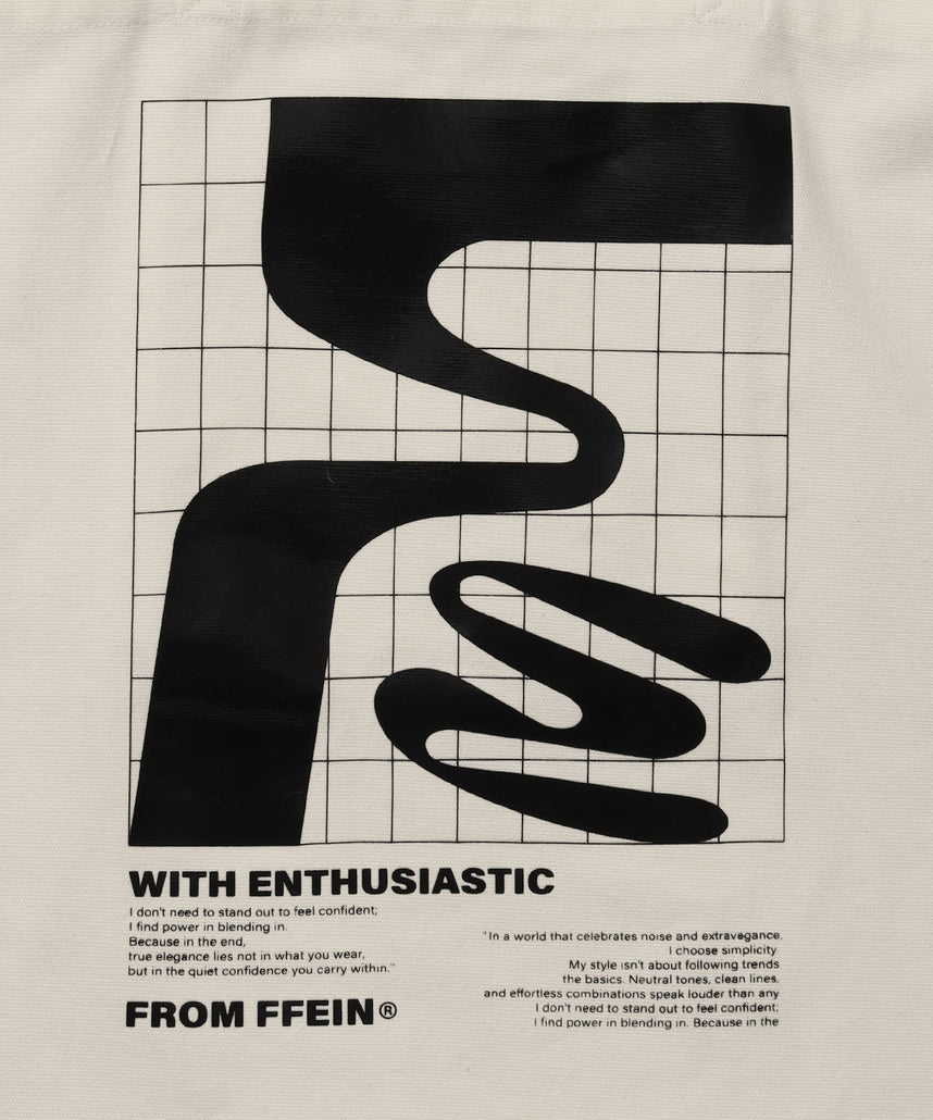 【FFEIN(フェイン)】グラフィックプリントトートバッグ / 11.5オンス コットンキャンバス トート ホワイト