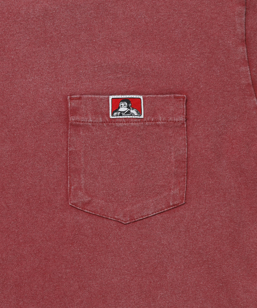 VNTG POCKET TEE / Tシャツ 半袖 クルーネック 加工 ワンポイント ユニセックス ポケット レッド
