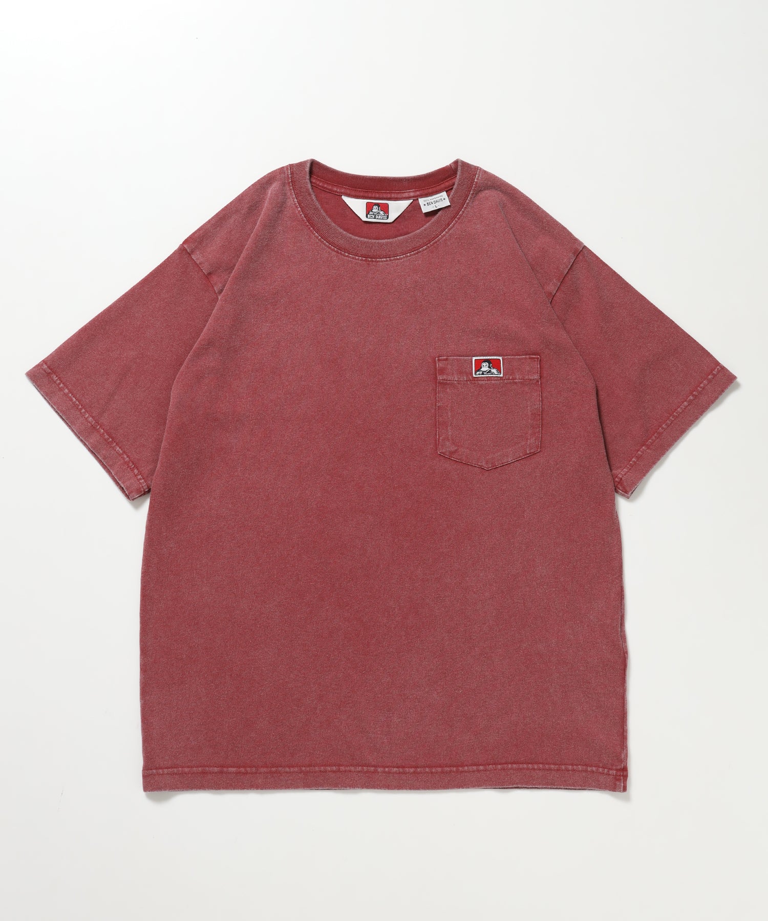 VNTG POCKET TEE / Tシャツ 半袖 クルーネック 加工 ワンポイント ユニセックス ポケット レッド