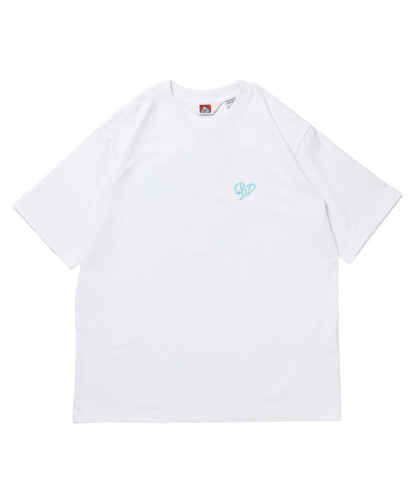 SCRIPT HEART TEE / Tシャツ 半袖 クルーネック 刺繍 ワンポイント ユニセックス オーバーサイズ ホワイト
