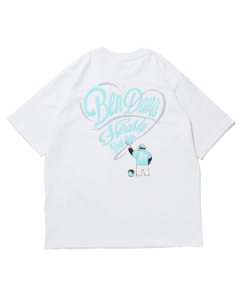 SCRIPT HEART TEE / Tシャツ 半袖 クルーネック 刺繍 ワンポイント ユニセックス オーバーサイズ ホワイト