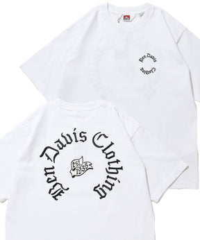 OLD ENGLISH EMB TEE / Tシャツ 半袖 クルーネック 刺繍 ワンポイント ユニセックス オーバーサイズ ホワイト