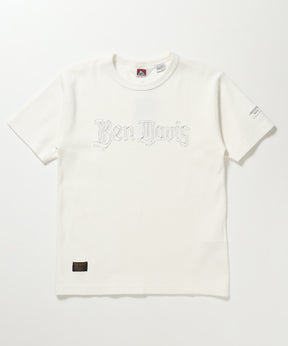 LETTERED RIB TEE / Tシャツ 半袖 クルーネック 刺繍 ワッペン ワンポイント ユニセックス ピス ホワイト