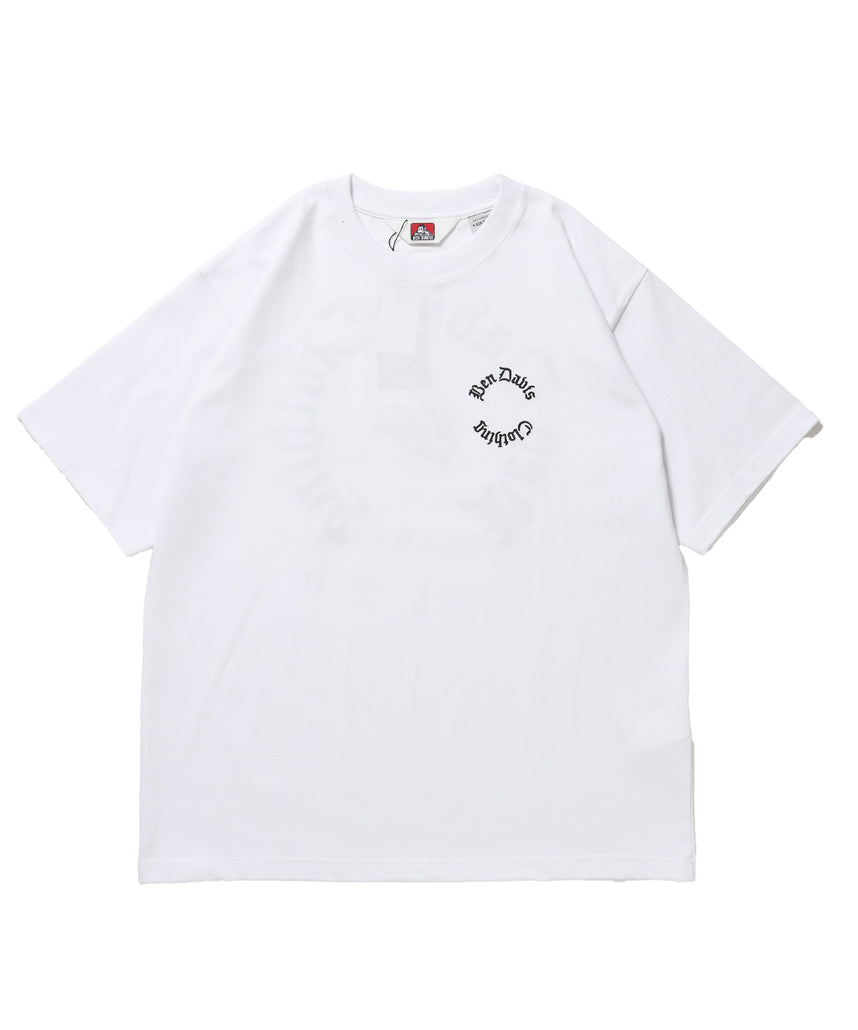 OLD ENGLISH EMB TEE / Tシャツ 半袖 クルーネック 刺繍 ワンポイント ユニセックス オーバーサイズ ホワイト