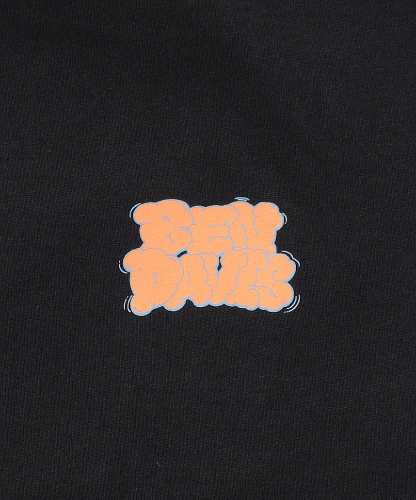 OVERLAP COOL TEE / Tシャツ 接触冷感 半袖 クルーネック ワンポイント 刺繍 ワンポイント ブラック
