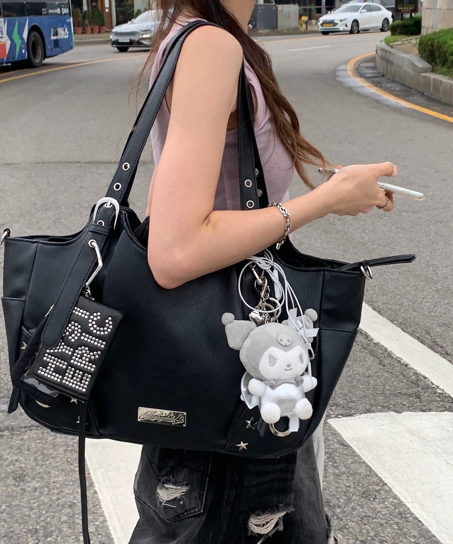 ※WEB限定 / スタースタッズ&ハトメハンドバッグ / sqnz star eyelet bag ブラック