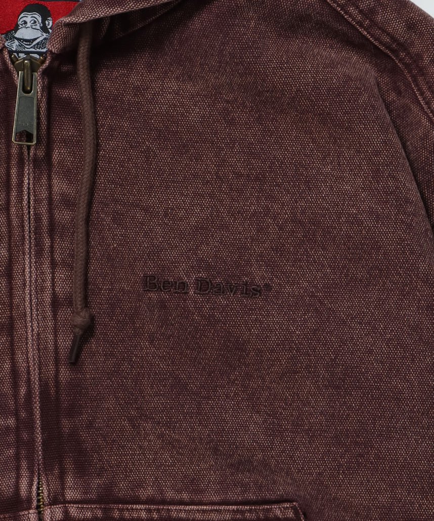 WORKERS PARKA / ジップパーカー フーディ 中綿 キルト ワークジャケット ダブルジップ ブラウン