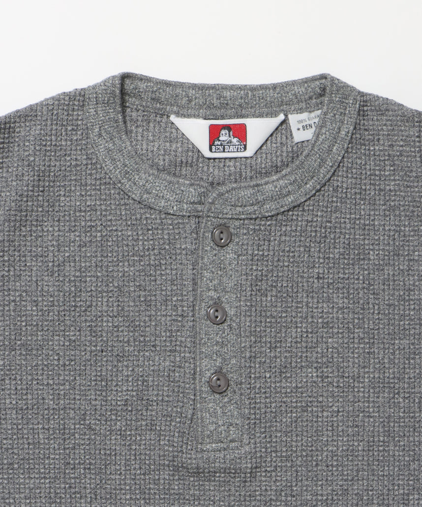 WAFFLE L/S HENLEY / ヘンリー ワッフル オーバーサイズ 長袖 レイヤード グレー