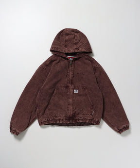 WORKERS PARKA / ジップパーカー フーディ 中綿 キルト ワークジャケット ダブルジップ ブラウン