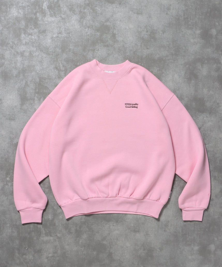 ワンポイントロゴプルオーバースウェット / 刺繍 ワンポイント シンプル ノームコア 綺麗目 シティガール シティボーイ 裏起毛 ピンク