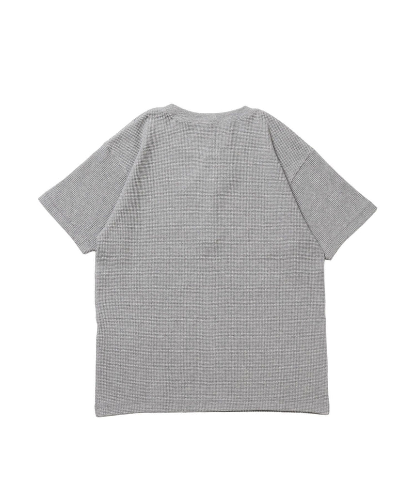 WAFFLE S/S HENLEY / クルーネック ワッフル オーバーサイズ 半袖 レイヤード ライトグレー