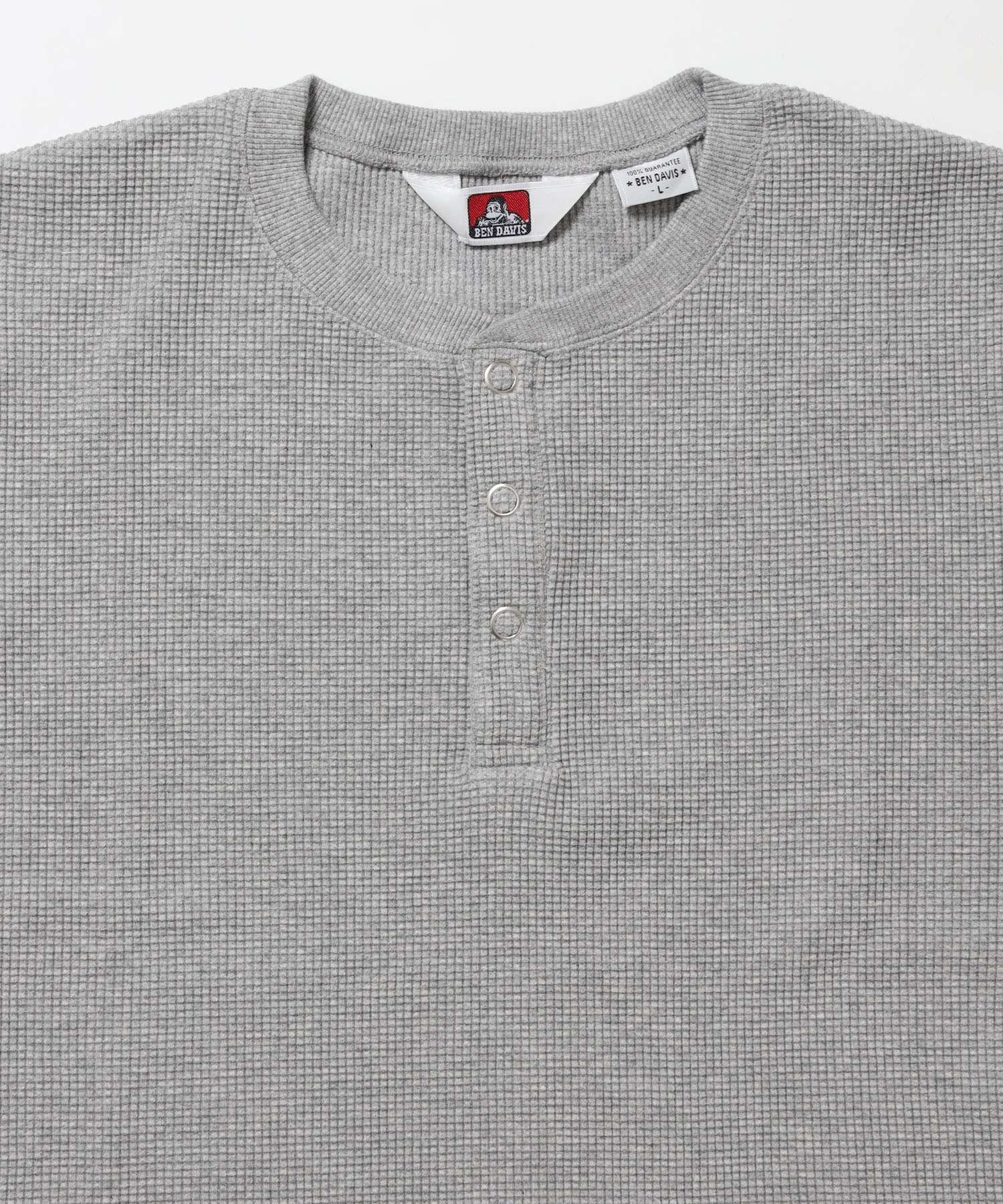 WAFFLE S/S HENLEY / クルーネック ワッフル オーバーサイズ 半袖 レイヤード ライトグレー