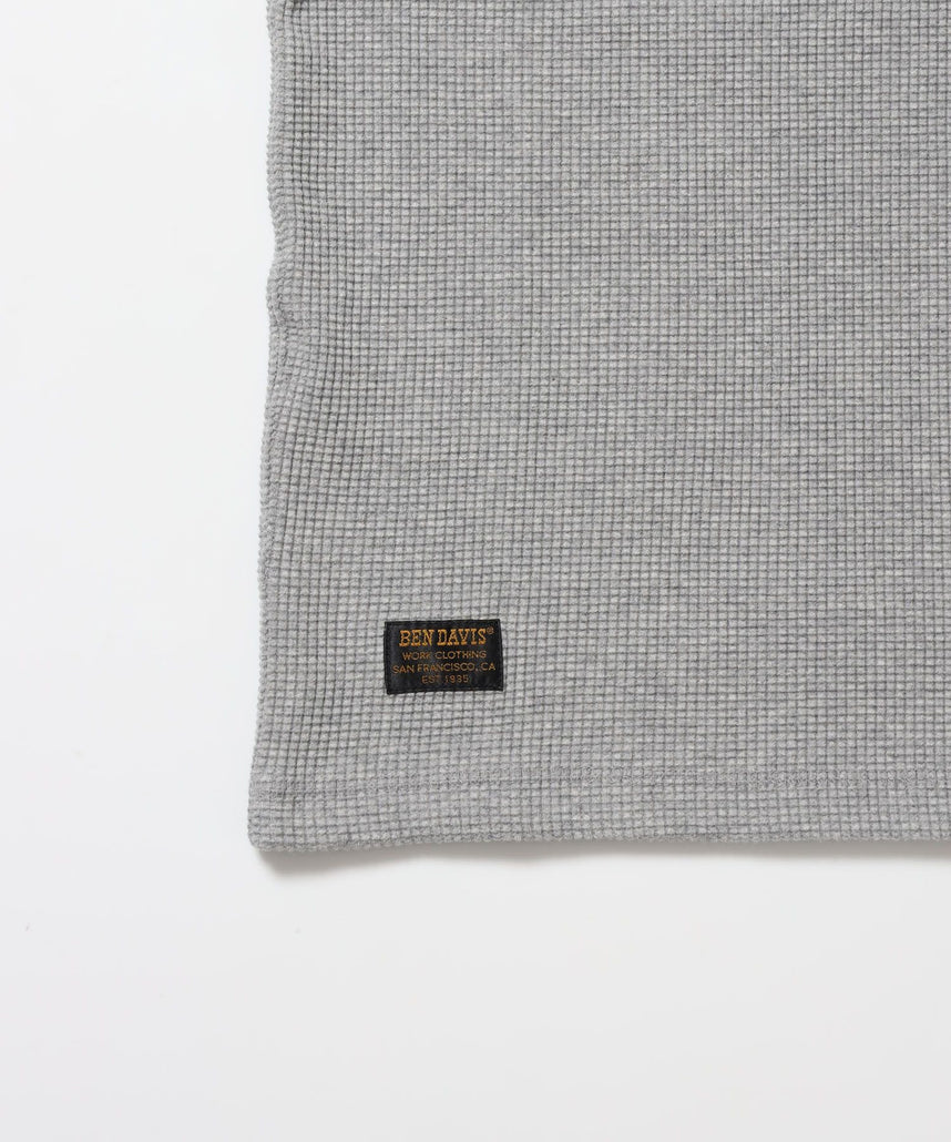 WAFFLE S/S HENLEY / クルーネック ワッフル オーバーサイズ 半袖 レイヤード ライトグレー