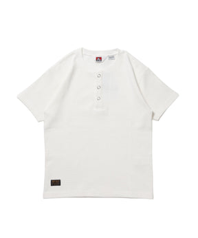 WAFFLE S/S HENLEY / クルーネック ワッフル オーバーサイズ 半袖 レイヤード ホワイト