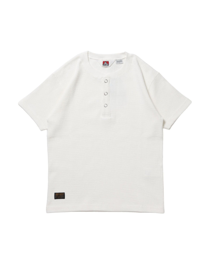 【BEN DAVIS(ベンデイビス)】WAFFLE S/S HENLEY / クルーネック ワッフル オーバーサイズ 半袖 レイヤード ホワイト