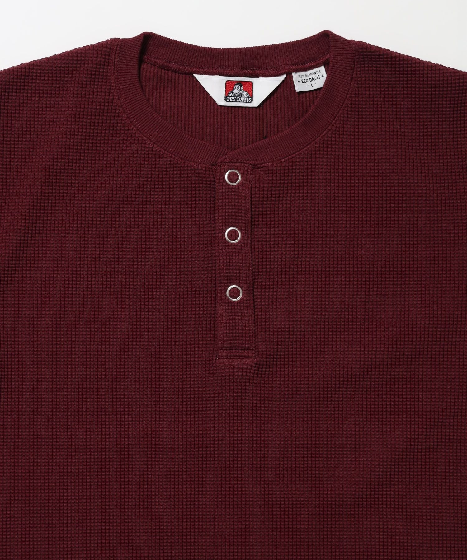WAFFLE S/S HENLEY / クルーネック ワッフル オーバーサイズ 半袖 レイヤード ワイン