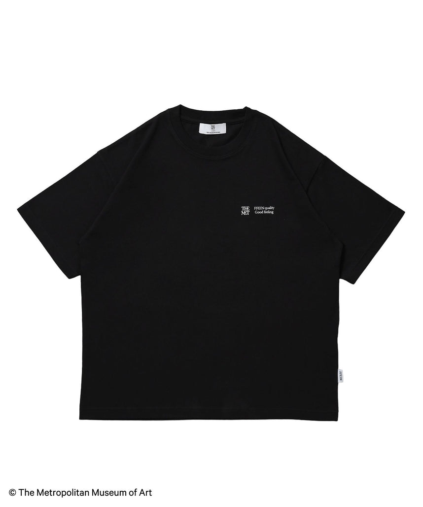 【FFEIN(フェイン)】The Met線画デザインロゴTシャツ / メトロポリタン美術館 半袖 クルーネック プリント ワンポイント ブラック