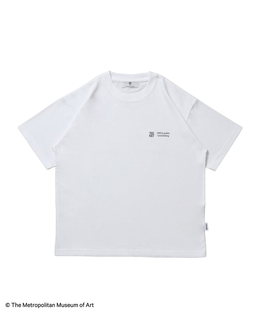【FFEIN(フェイン)】The Met線画デザインロゴTシャツ / メトロポリタン美術館 半袖 クルーネック プリント ワンポイント ホワイト