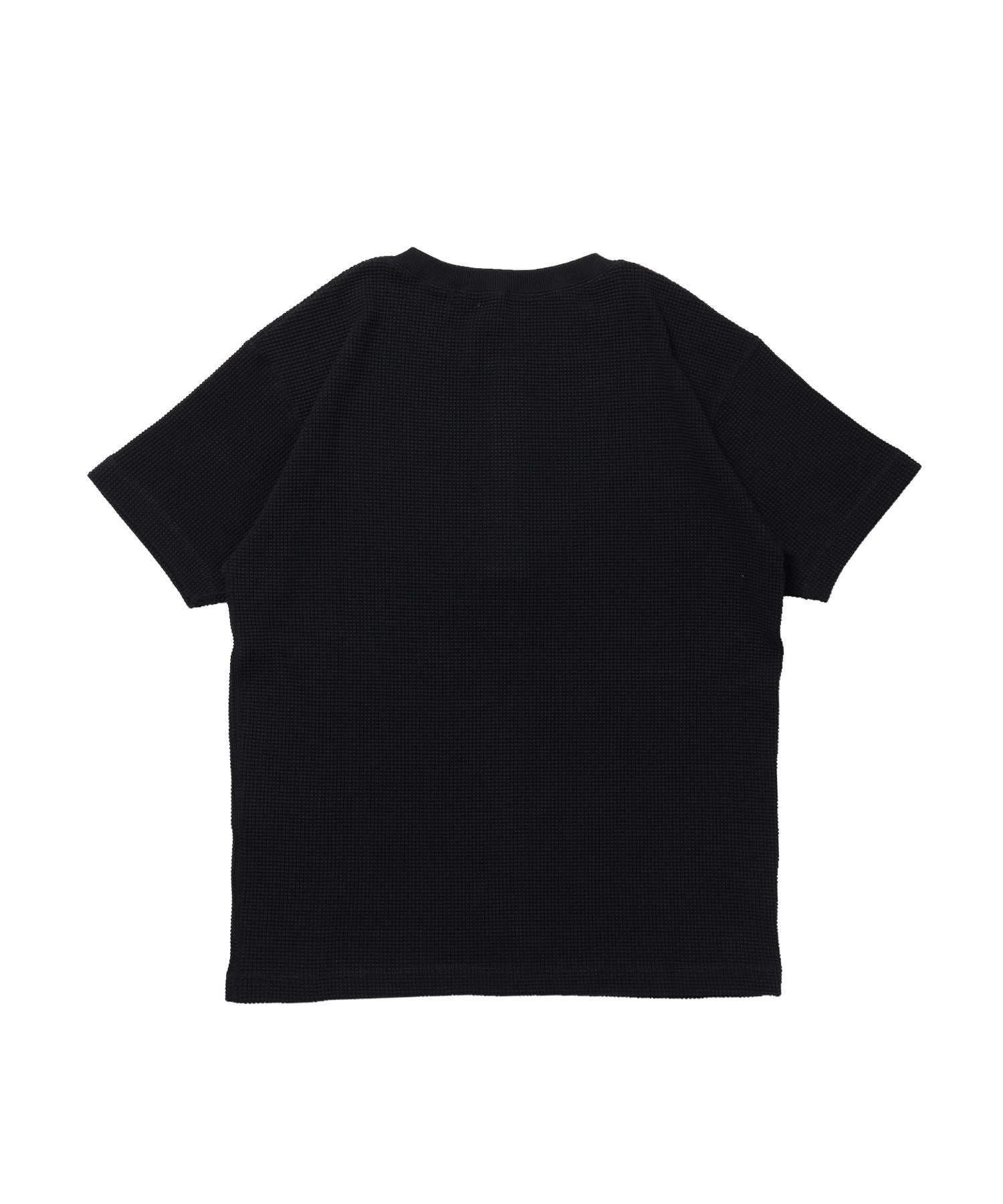 WAFFLE S/S HENLEY / クルーネック ワッフル オーバーサイズ 半袖 レイヤード ブラック