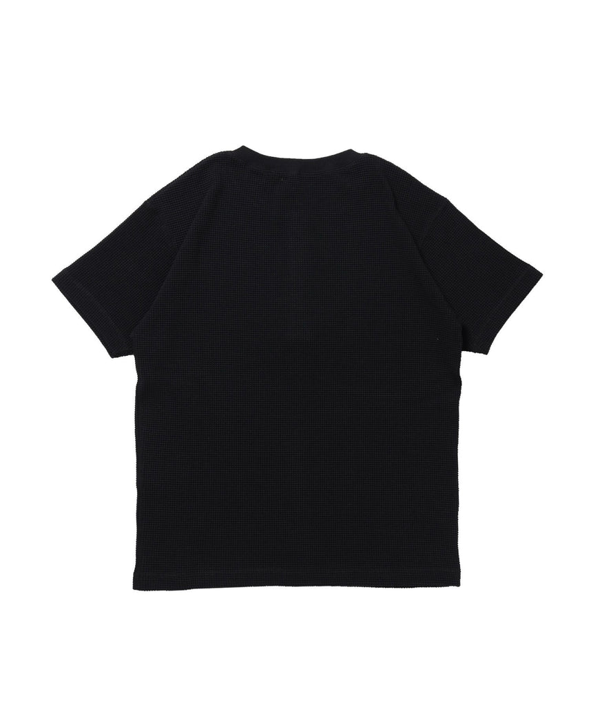 WAFFLE S/S HENLEY / クルーネック ワッフル オーバーサイズ 半袖 レイヤード ブラック
