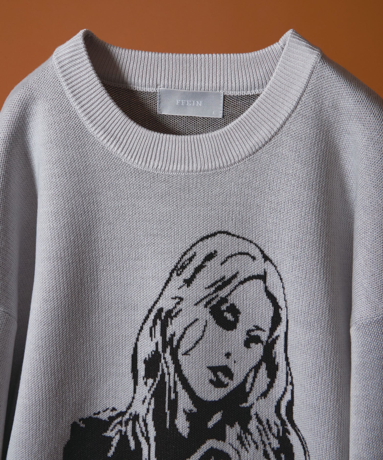 【FFEIN(フェイン)】GIRL JQD C/N SPRING SWEATER / 女性 柄 ジャガード ニット ライトグレー