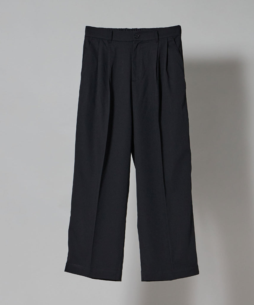 TR LOOSE DESIGN PANTS / TR 2タック ルーズデザイン スラックス ブラック