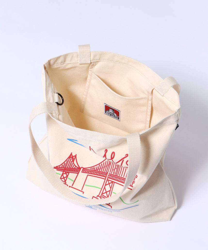 【BEN DAVIS(ベンデイビス)】BRIDGE PRINT TOTE BAG / ブリッジプリント トートバッグ 【再入荷】