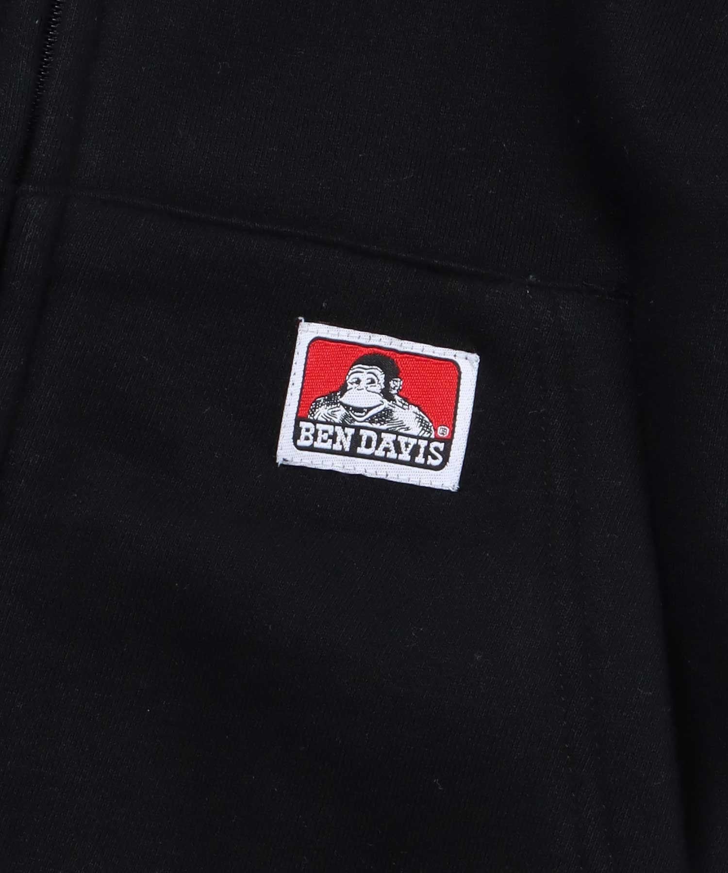 【BEN DAVIS(ベン デイビス)】HEAVY SWEAT ZIP HOODIE / ワンポイント ヘビーウェイト スウェット ジップパーカー ブラック