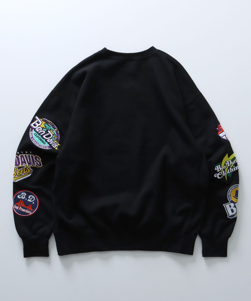 CHAMPIONSHIP PATCHED CREW NECK SWEAT / 袖ワッペン 刺繍 古着風 クルーネック スウェット ブラック