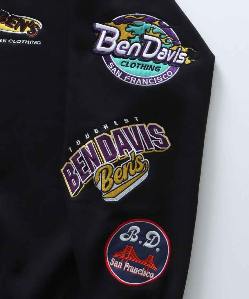 CHAMPIONSHIP PATCHED CREW NECK SWEAT / 袖ワッペン 刺繍 古着風 クルーネック スウェット ブラック