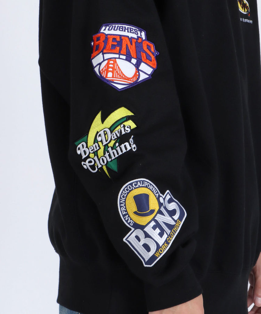 CHAMPIONSHIP PATCHED CREW NECK SWEAT / 袖ワッペン 刺繍 古着風 クルーネック スウェット ブラック