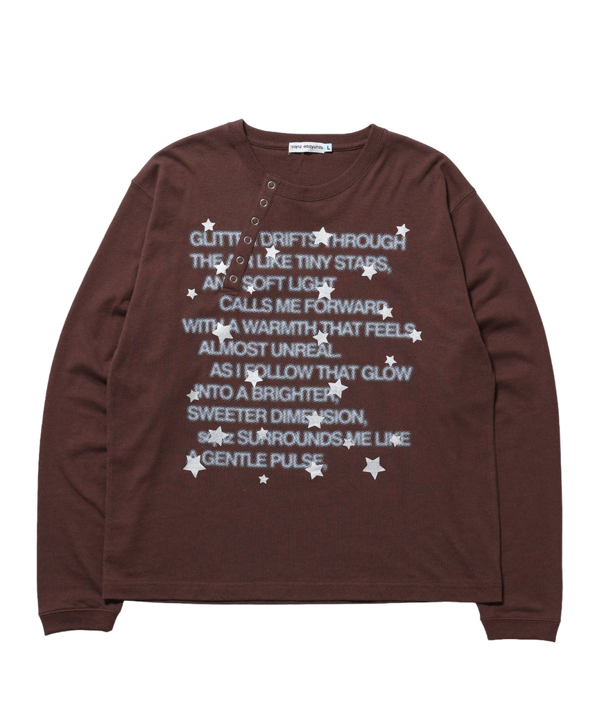 ※WEB限定 / ぼかしプリントヘンリーネックロンT / sqnzU BORDER L/S TEE ブラウン