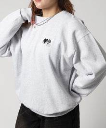 ※WEB限定  サークルハート刺繍裏起毛スウェット / sqnzU basic logo c/n アッシュグレー