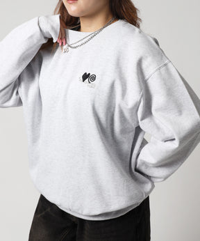※WEB限定  サークルハート刺繍裏起毛スウェット / sqnzU basic logo c/n アッシュグレー