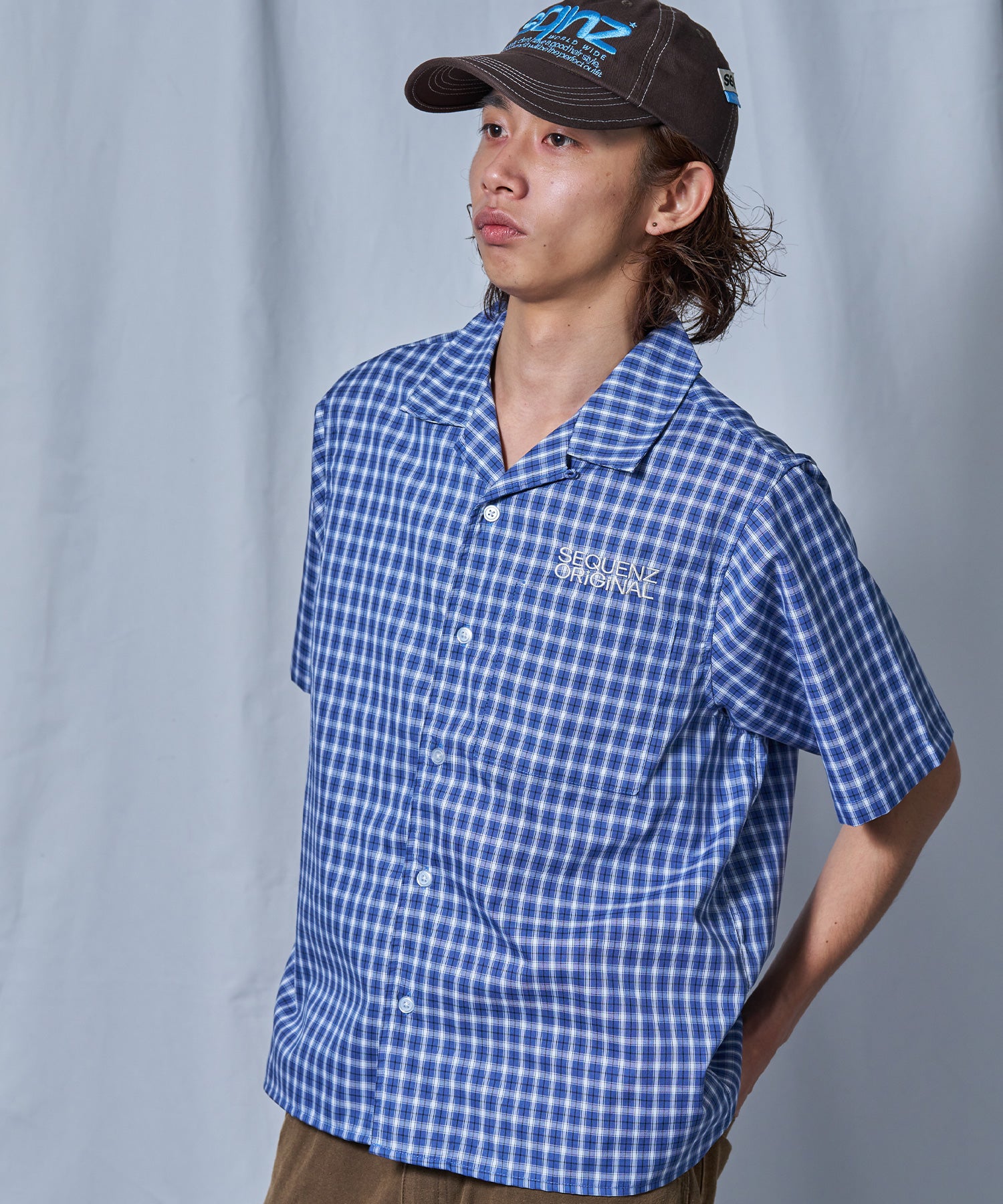 WEB限定 / ワッペン刺繍 / チェック半袖シャツ / sqnz applique check