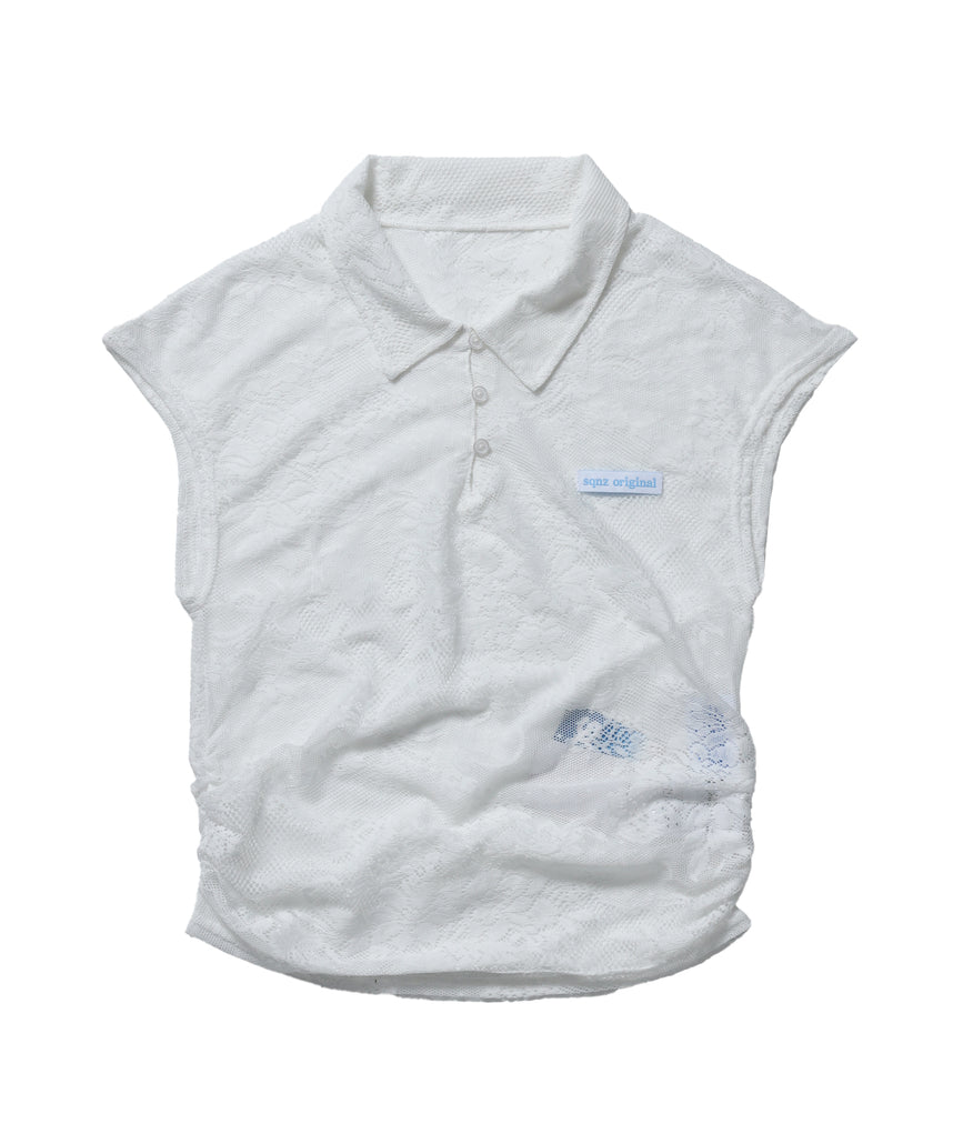 ※WEB限定 / 襟付き / レースフレンチスリーブトップス / sqnz french sleeve lace top ホワイト