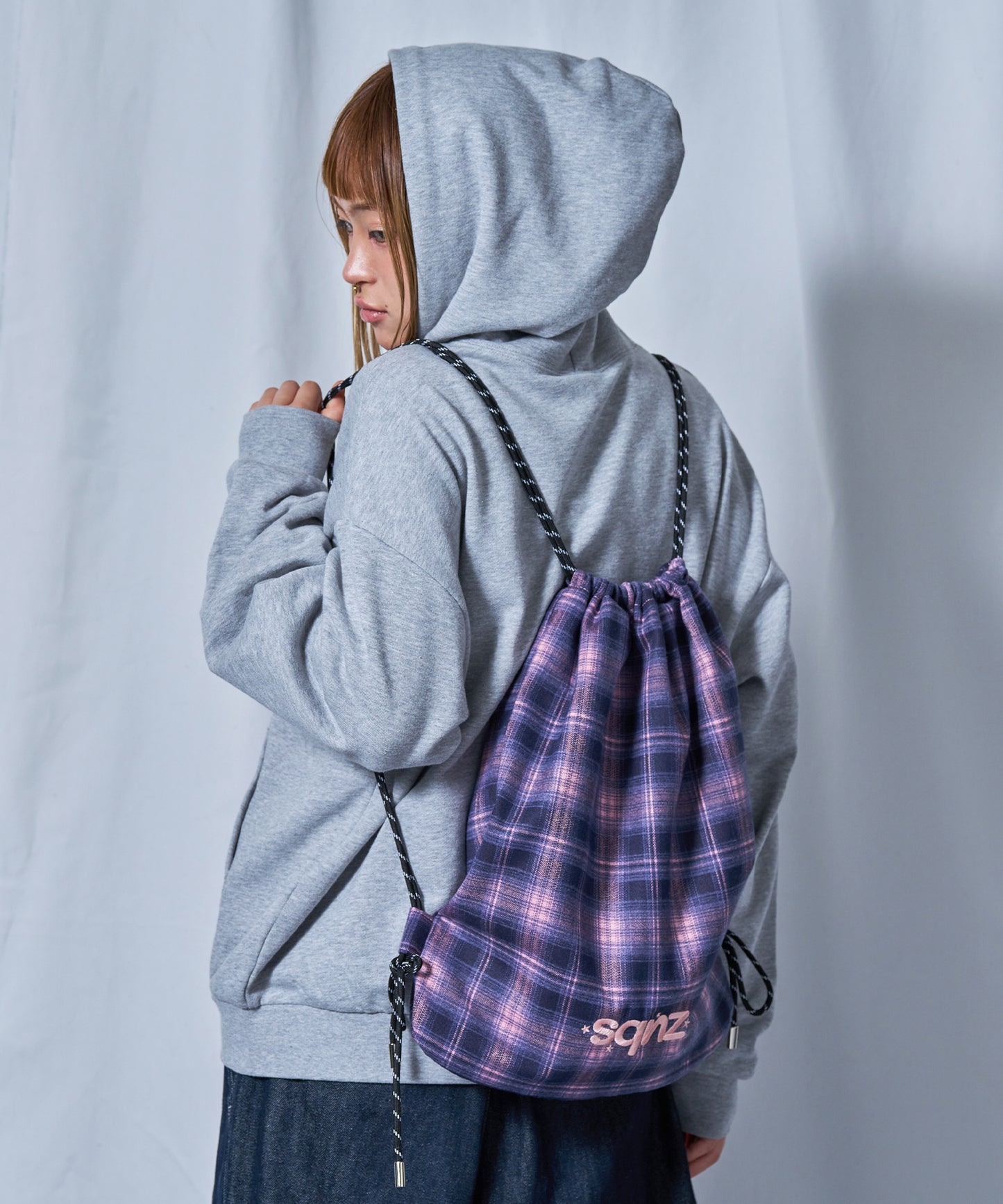 ≪予約商品≫sqnz dairy 2way knapsack / ナップサック トートバック 2WAY  チェック ピンク
