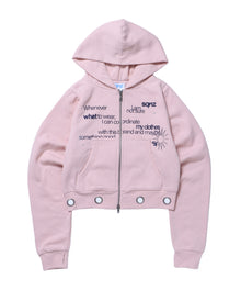 sqnz eyelet fit zip pk / レディース ジップパーカー フーディ ハトメ スタッズ ダフルジップ 裏起毛≪SET UP着用可能≫ ピンク
