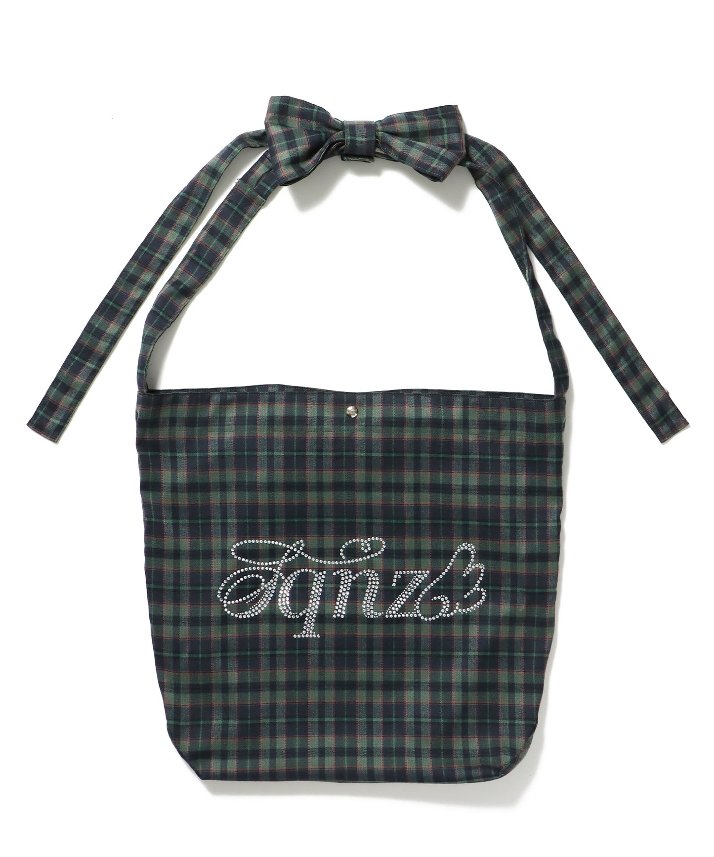 ≪予約商品≫sqnz favorite kira-kira totebag / ラインストーン バック チェック柄 2way ユニセックス グリーン