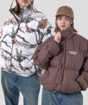 【SEQUENZ】 REVERSIBLE SYNTHETIC DOWN JACKET / リバーシブル ナイロン スタンド ダウンジャケット ドローコード REAL TREE×BROWN