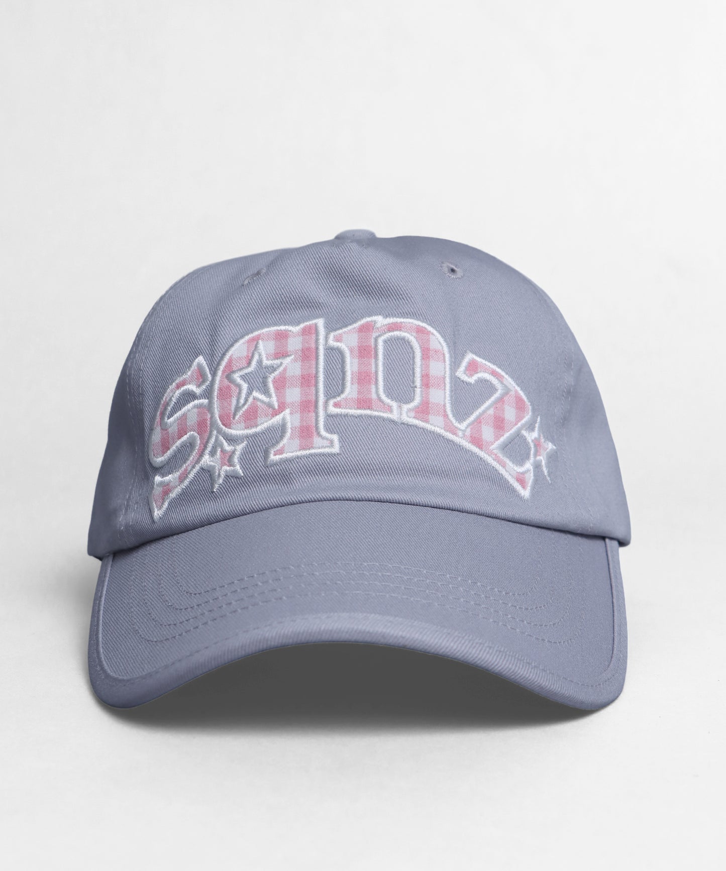 ≪予約商品≫sqnz gingham logo cap / キャップ 帽子 ワッペン ベースボール ユニセックス 刺繍 グレー