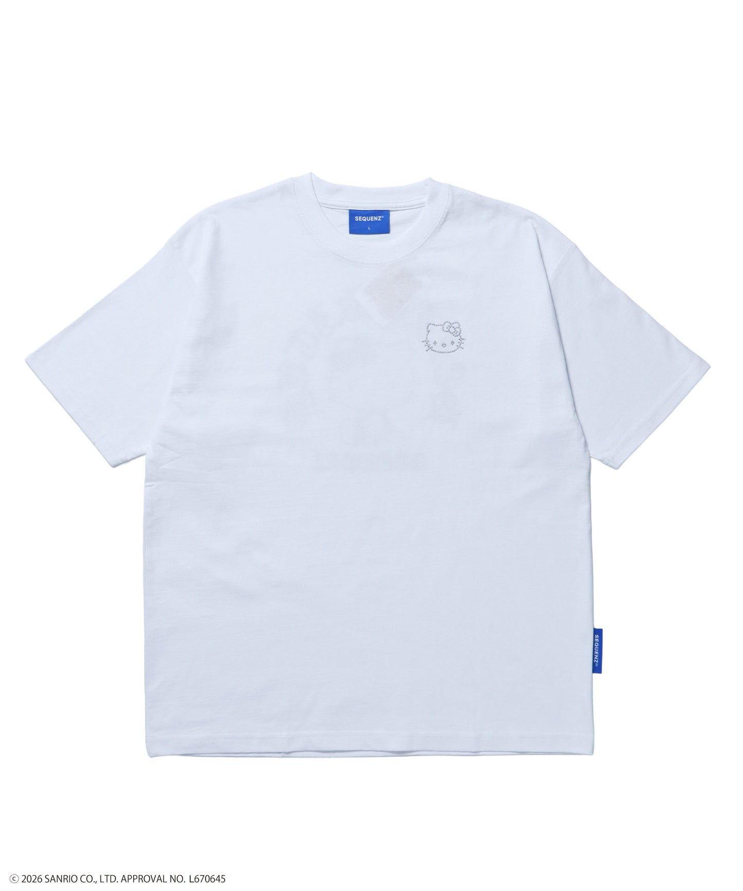 HK CIRCLE LOGO TEE / ハローキティ キティちゃん 半袖 クルーネック プリント ワンポイント ラインストーン プリント ホワイト