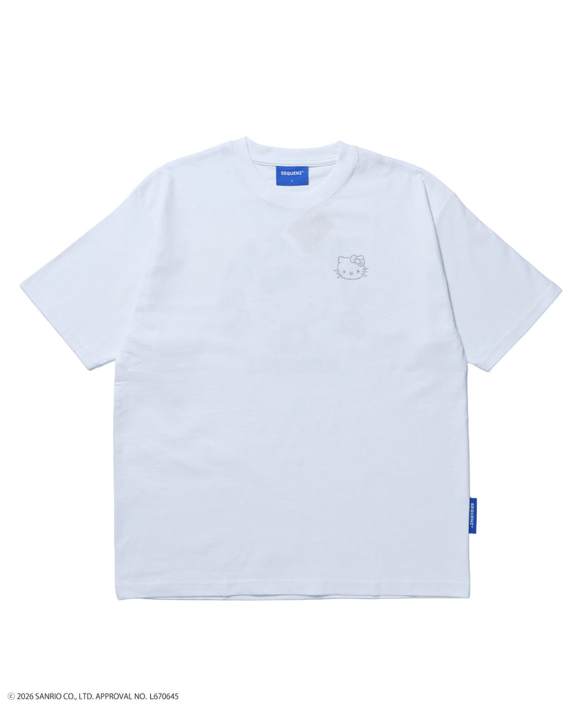HK CIRCLE LOGO TEE / ハローキティ キティちゃん 半袖 クルーネック プリント ワンポイント ラインストーン プリント ホワイト