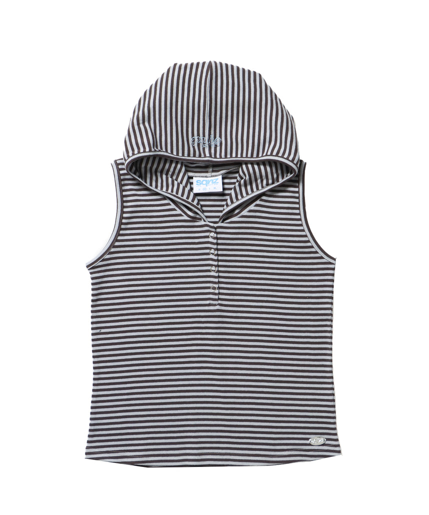 ※WEB限定 / レディースボーダータンクトップ / sqnz border hooded tank top ライトブルー